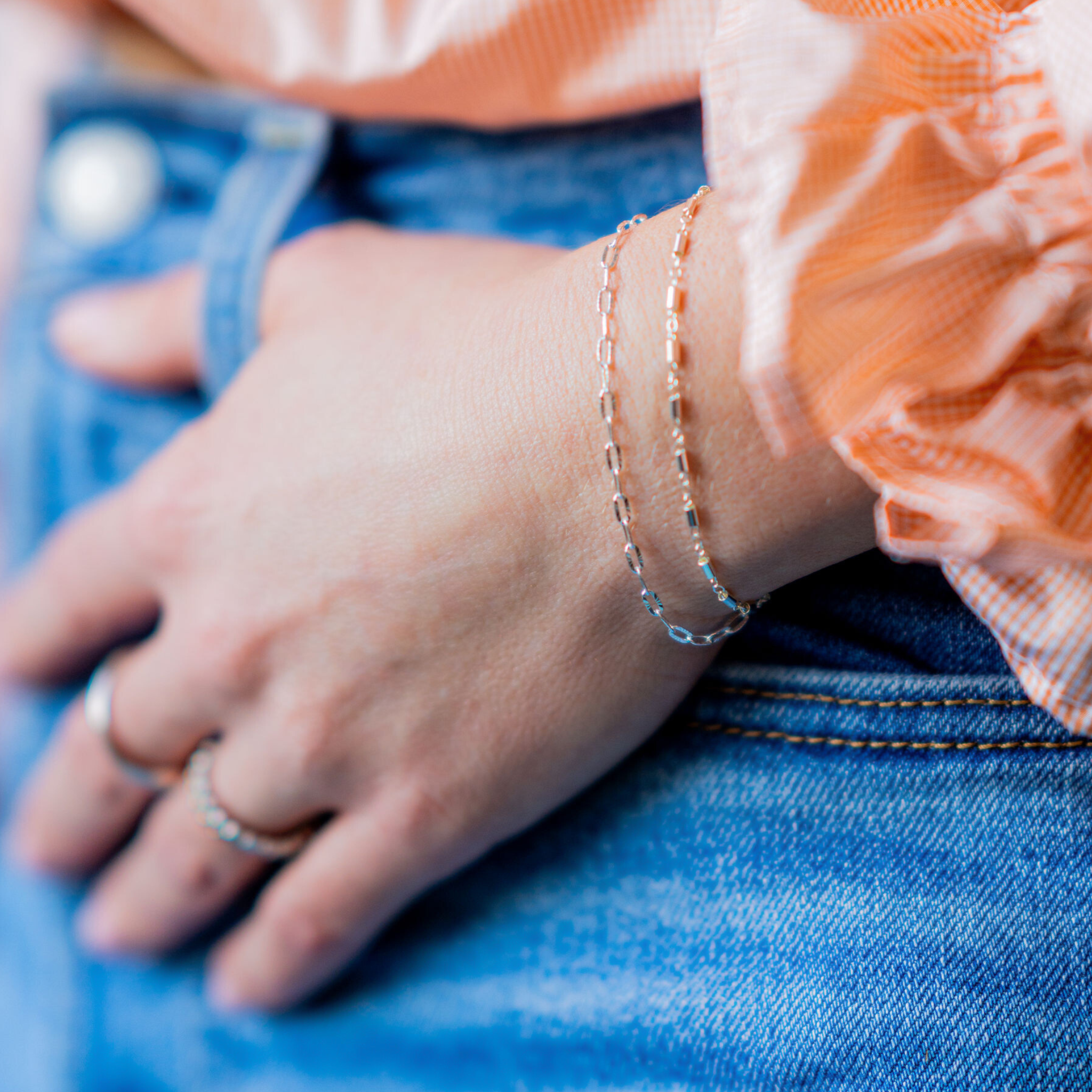 Silver Tube Bead Chain Bracelet