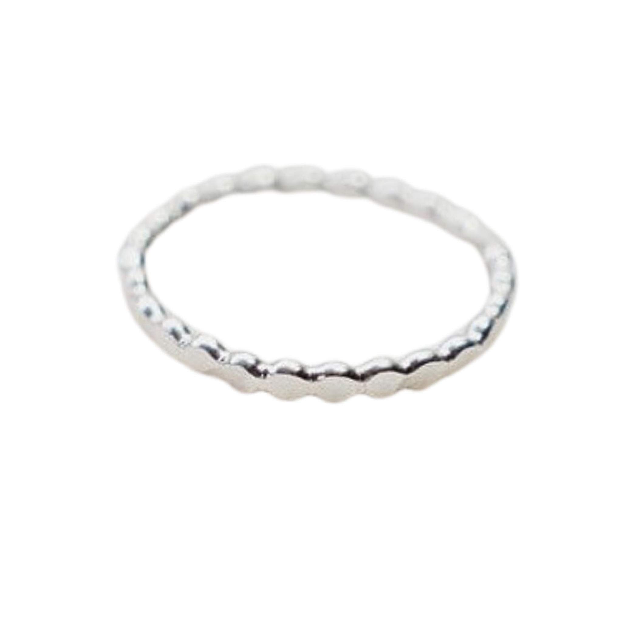 Silver Flat Ball Stacking Ring