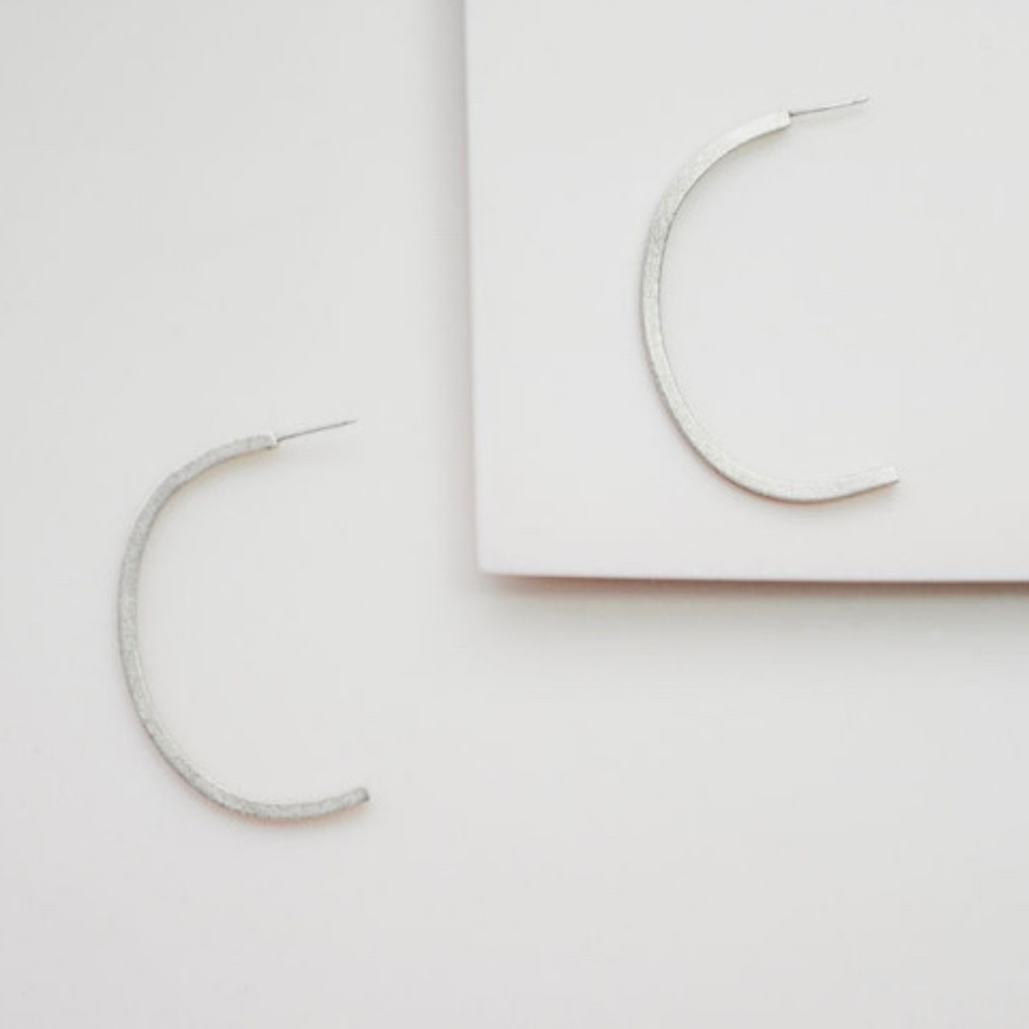 Large Half Hoop Brushed Earrings