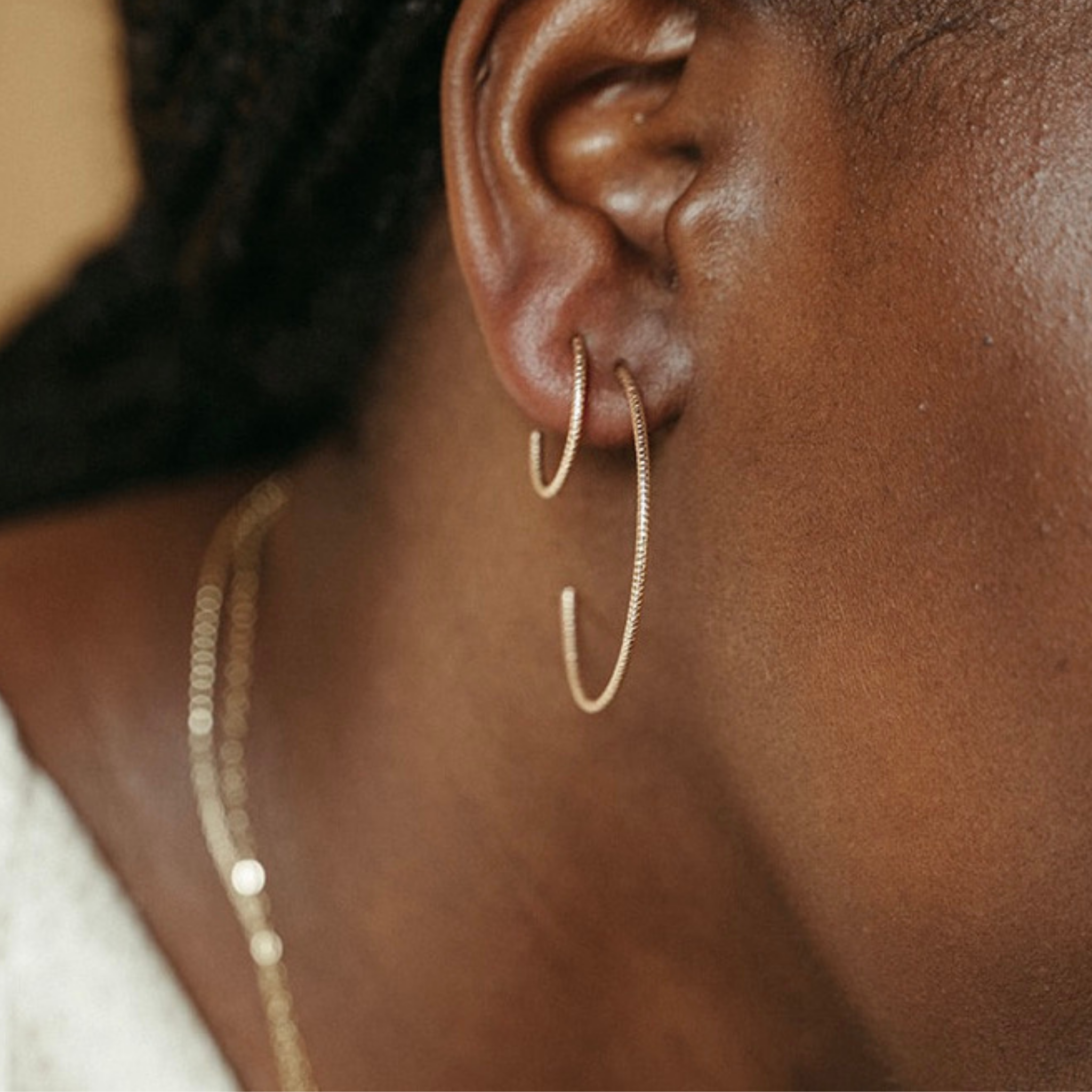 Glitter Large Gold Hoops