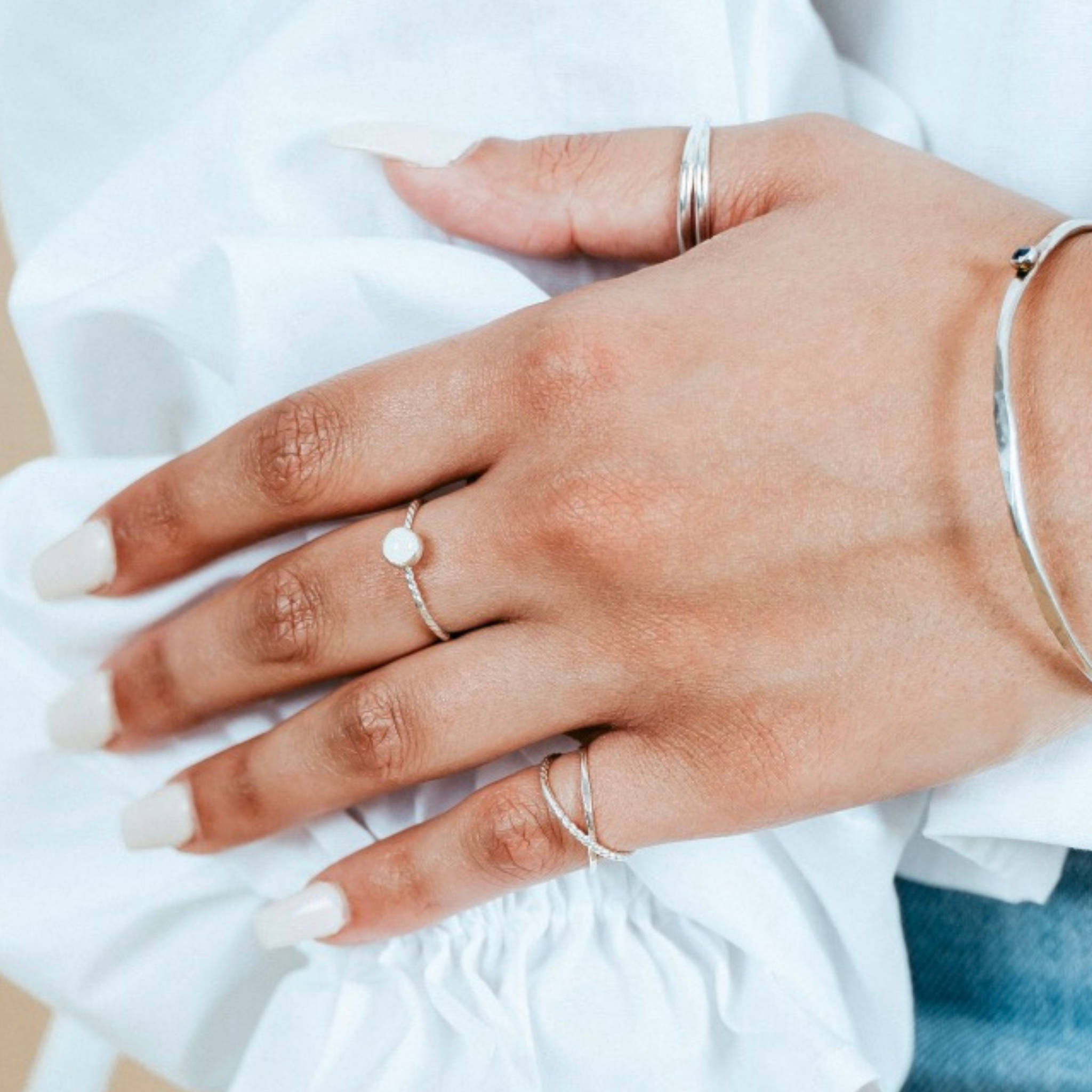 Silver Solitaire Gemstone Ring