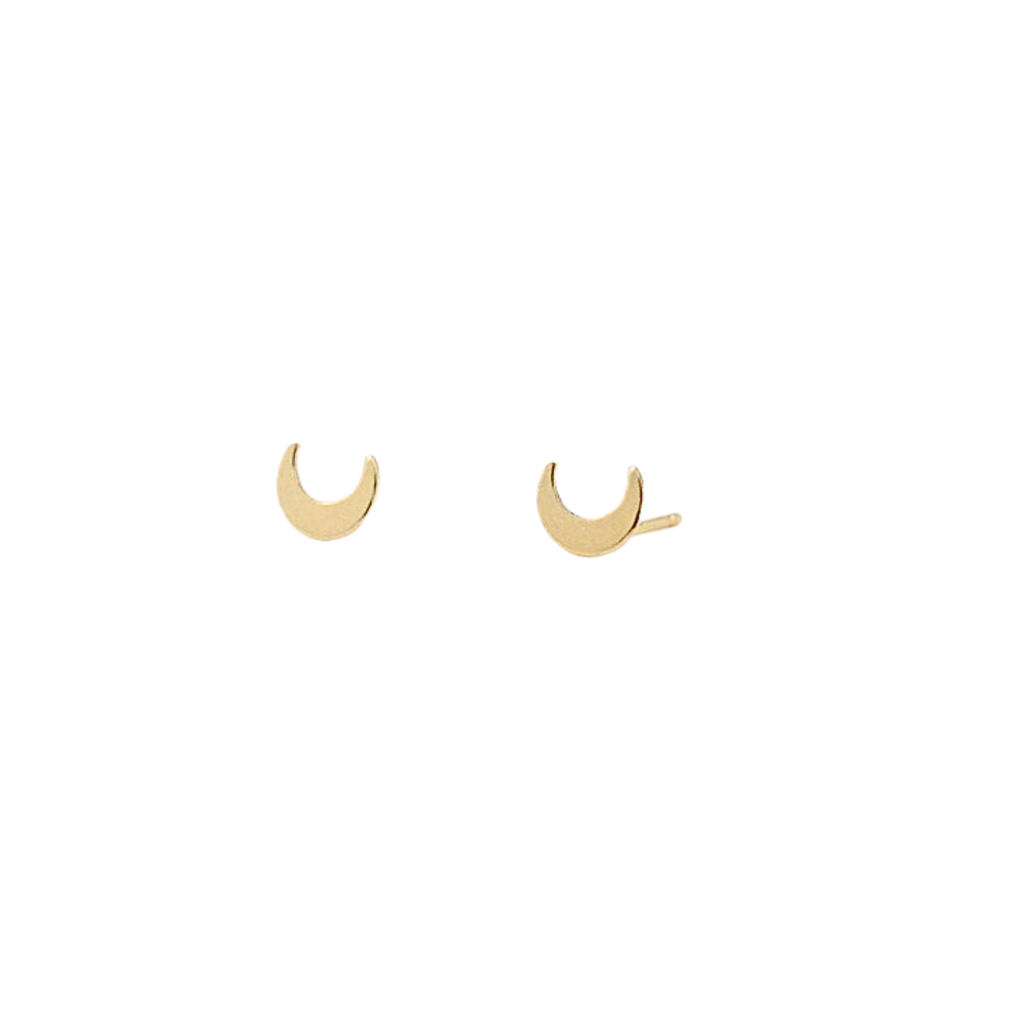 Gold Crescent Moon Studs