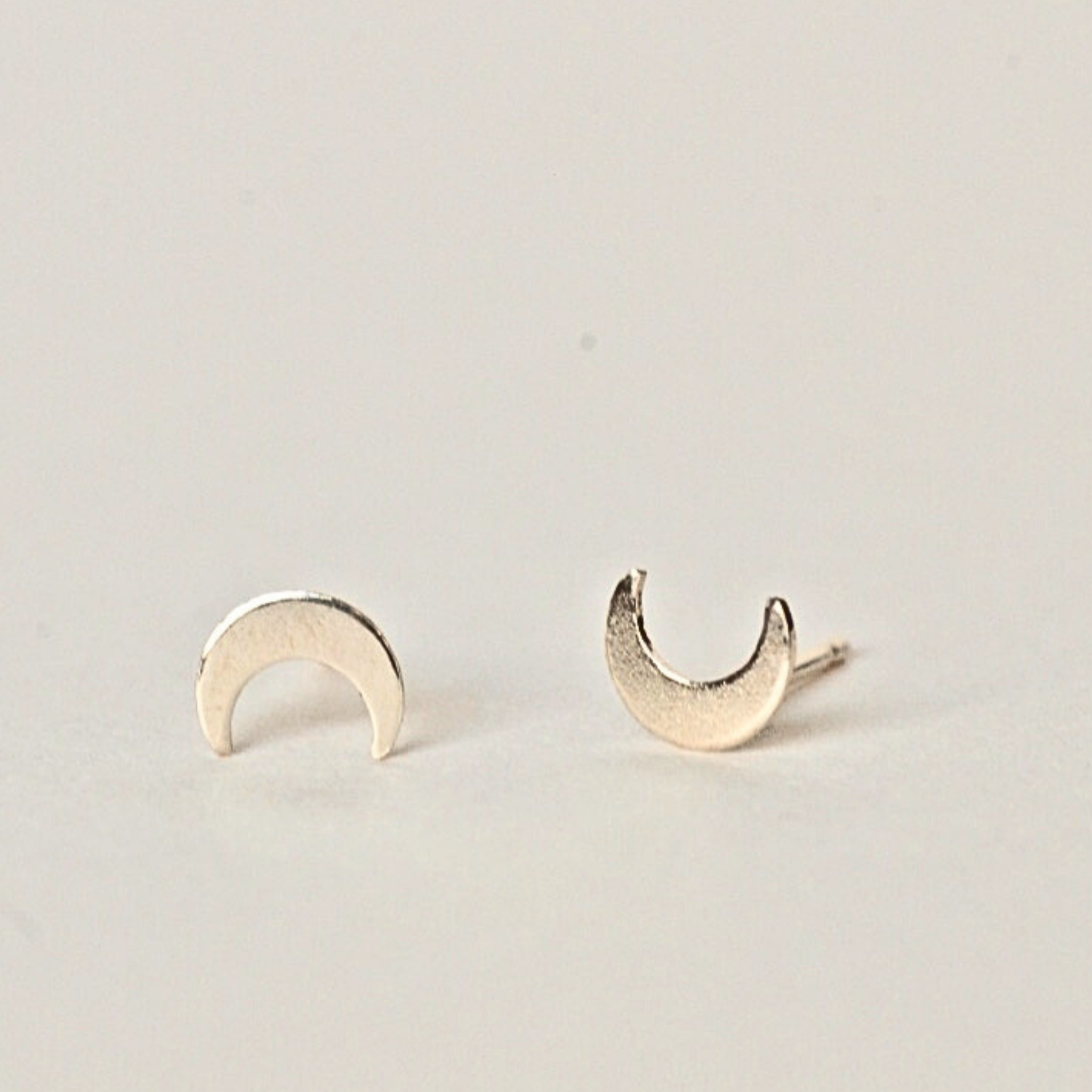 Gold Crescent Moon Studs