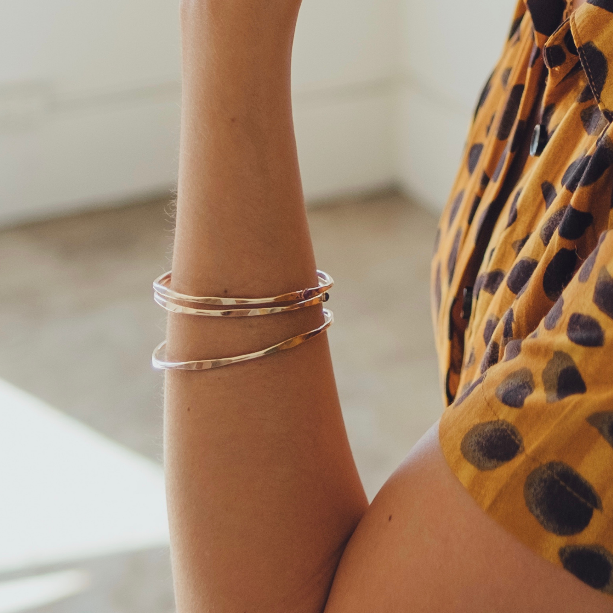 Hex Gold Stacking Bracelet