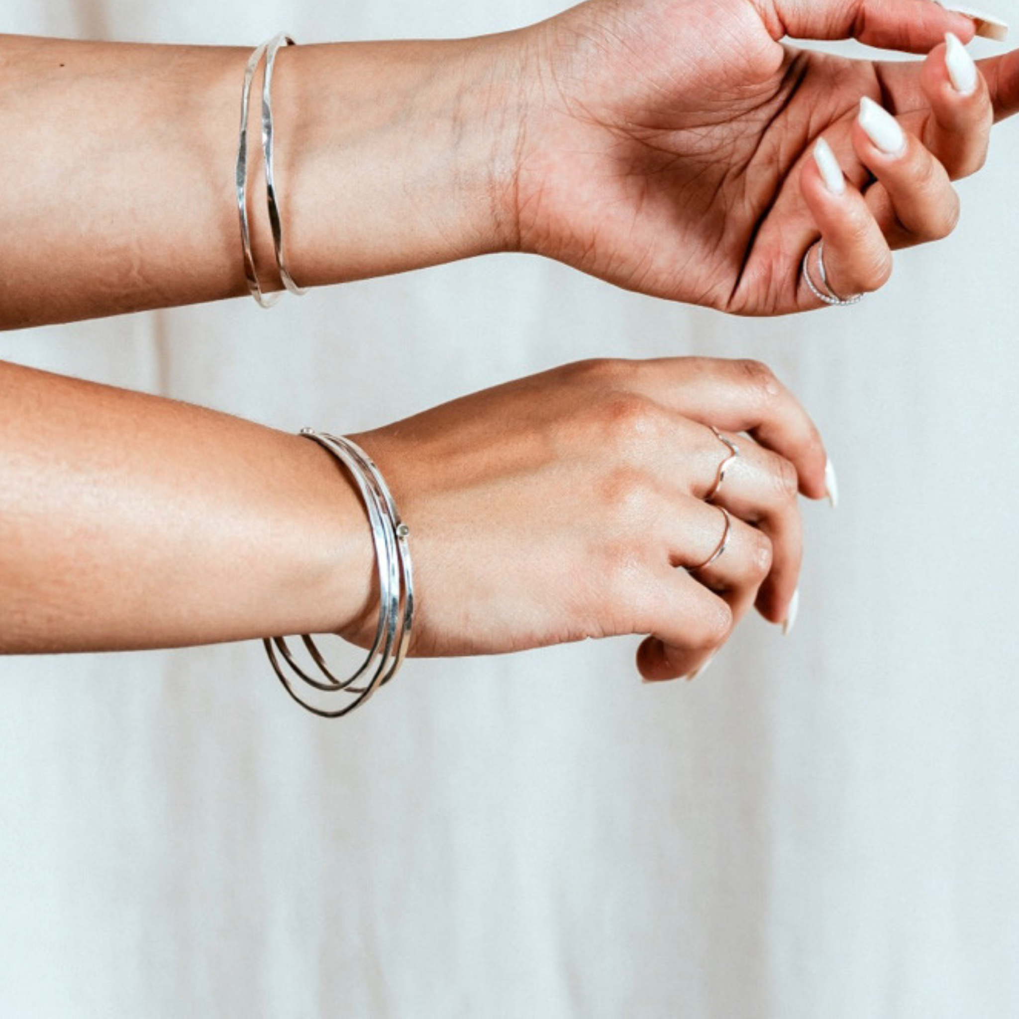 Hex Silver Stacking Bracelet