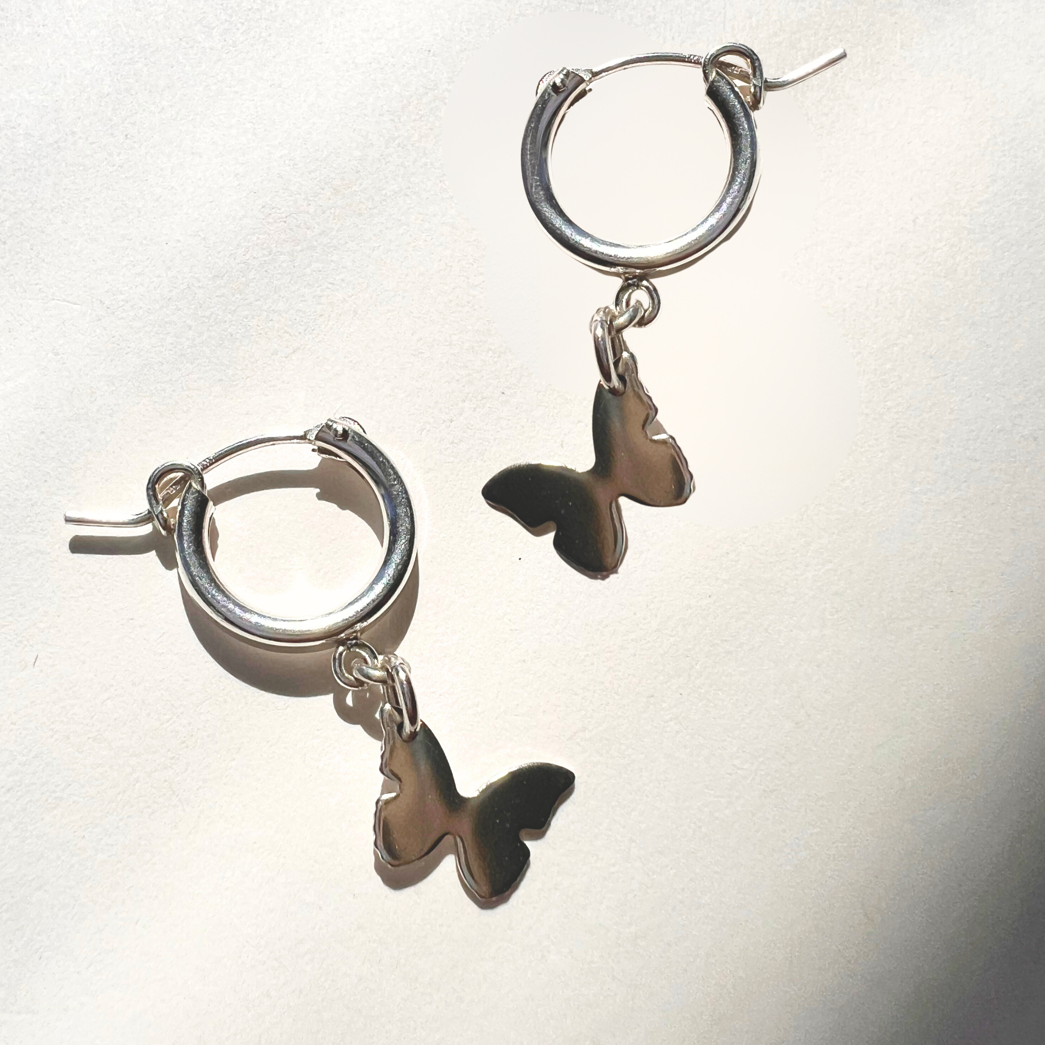 Metamorphosis Butterfly Silver Hoops