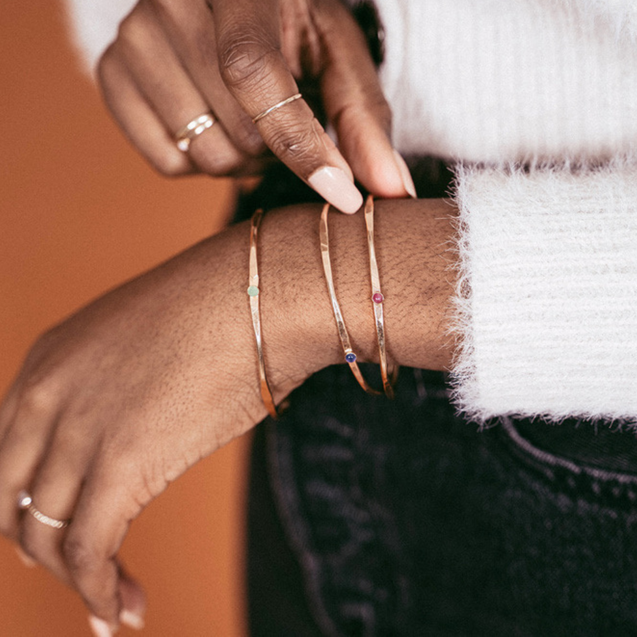 Hex Bracelet Gold With Gemstone