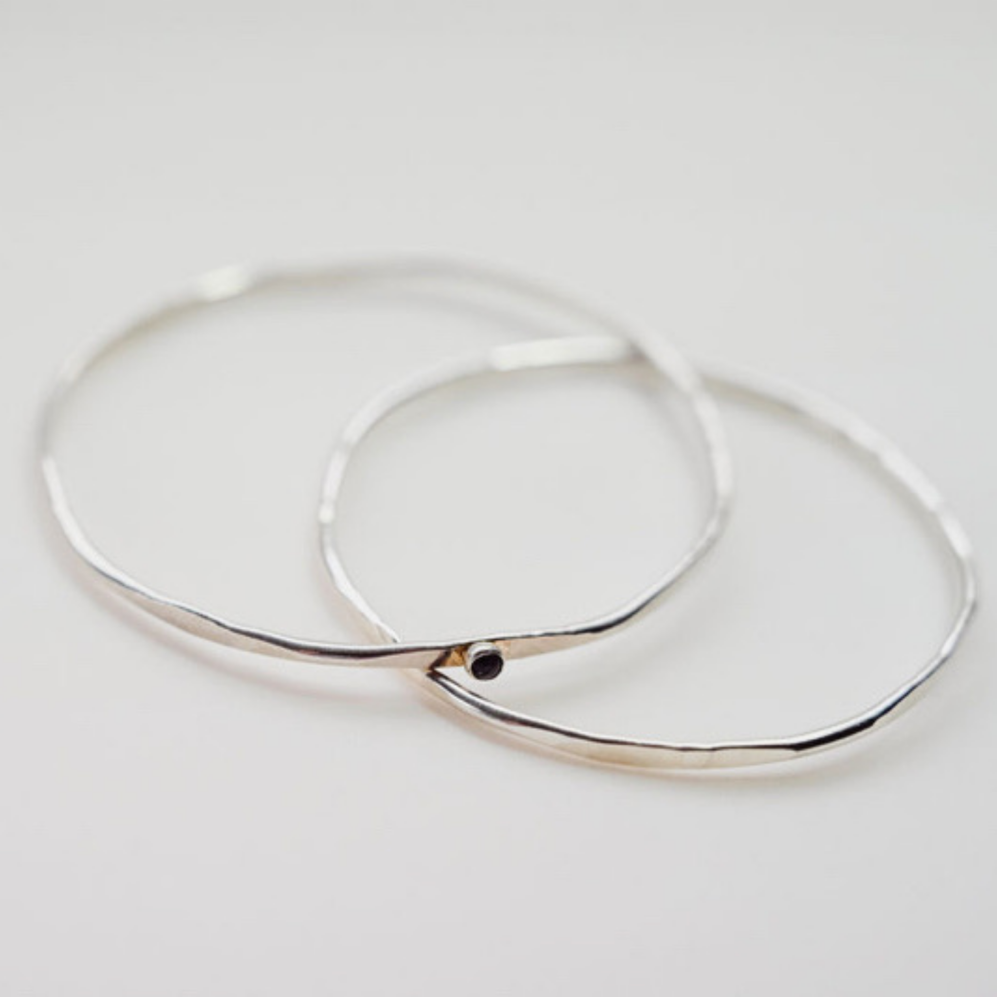 Silver Hex Bangle with Gemstone