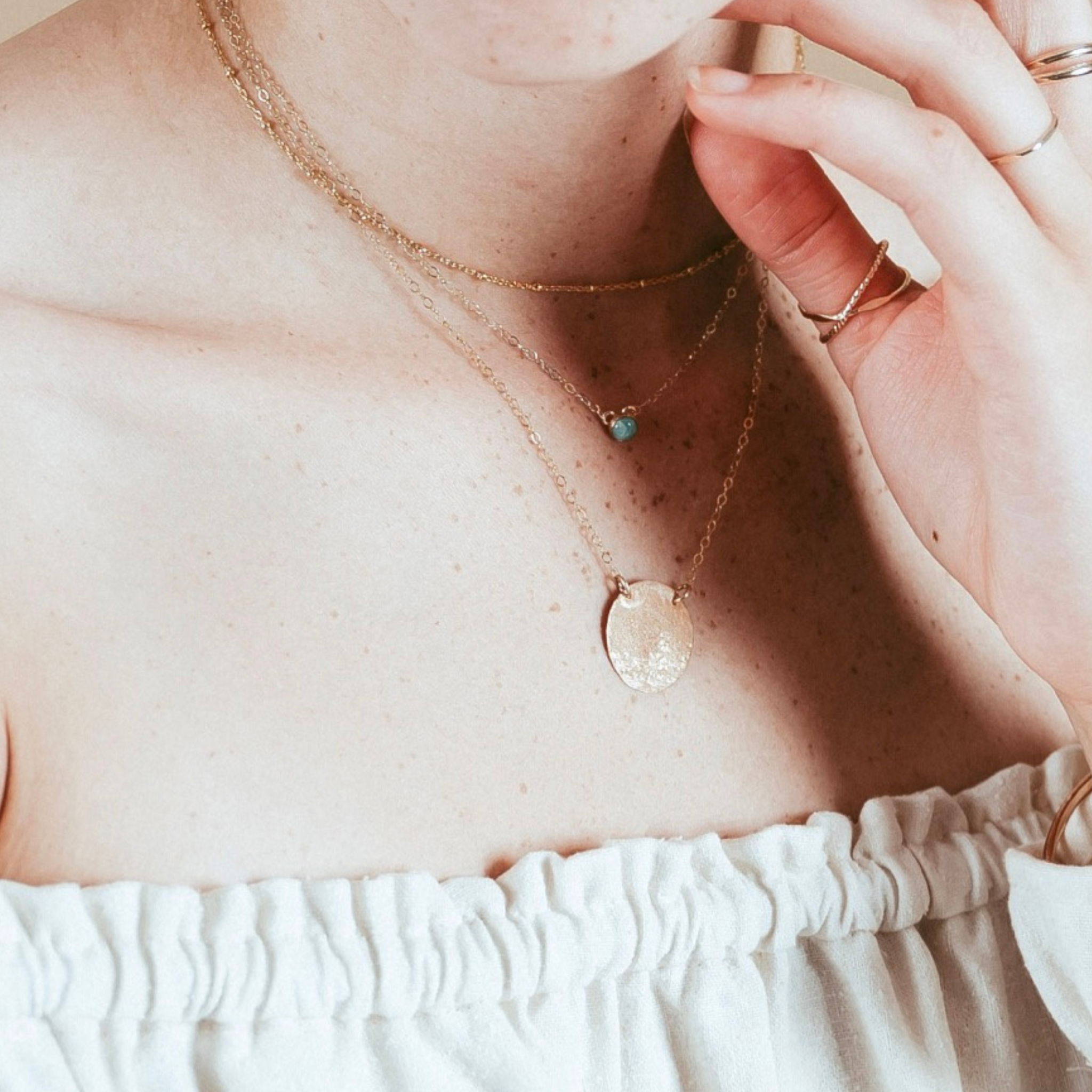 Moon Over Water Gold Necklace