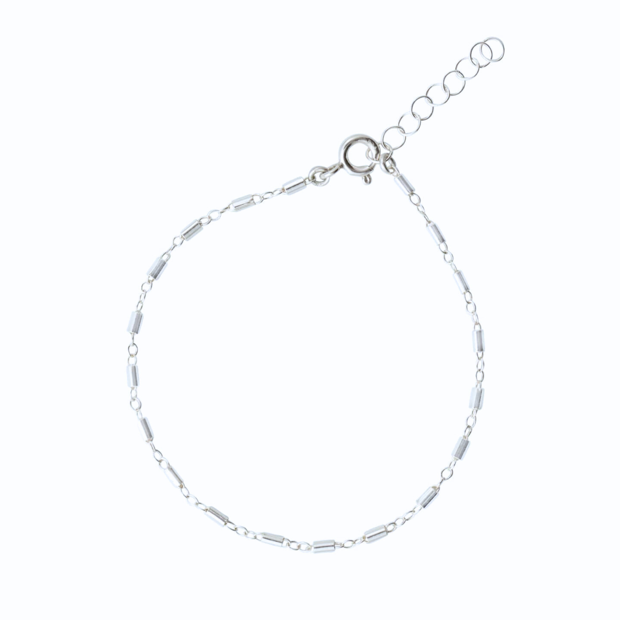 Silver Tube Bead Chain Bracelet