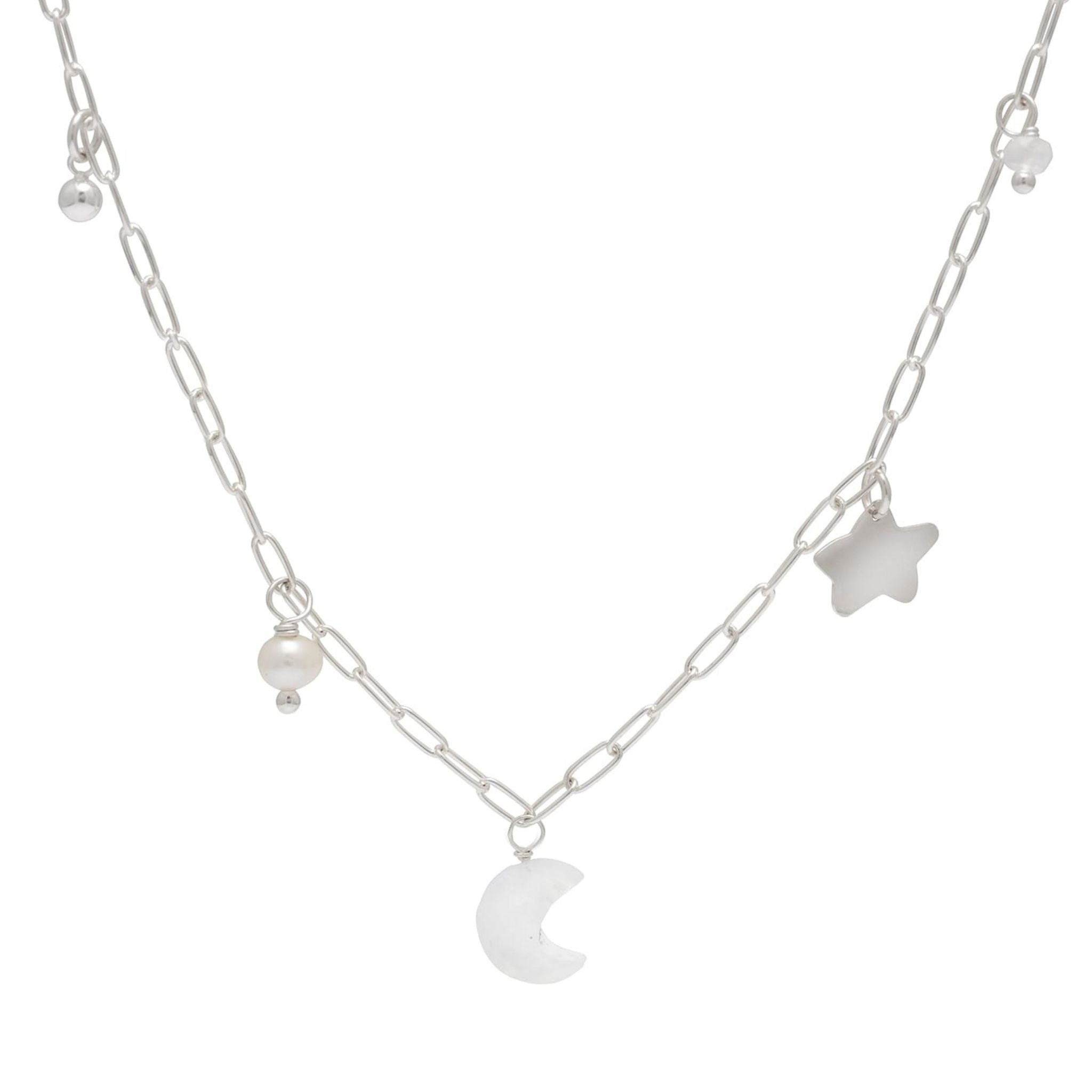 Selene Charm Necklace Silver