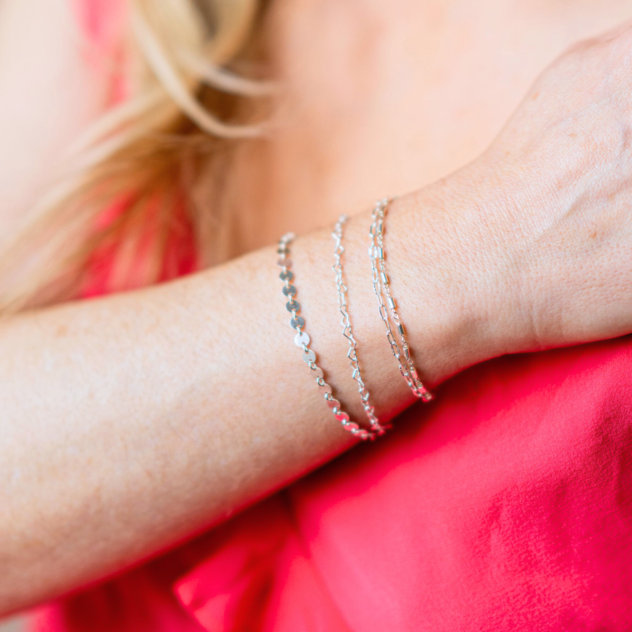 Silver Tube Bead Chain Bracelet