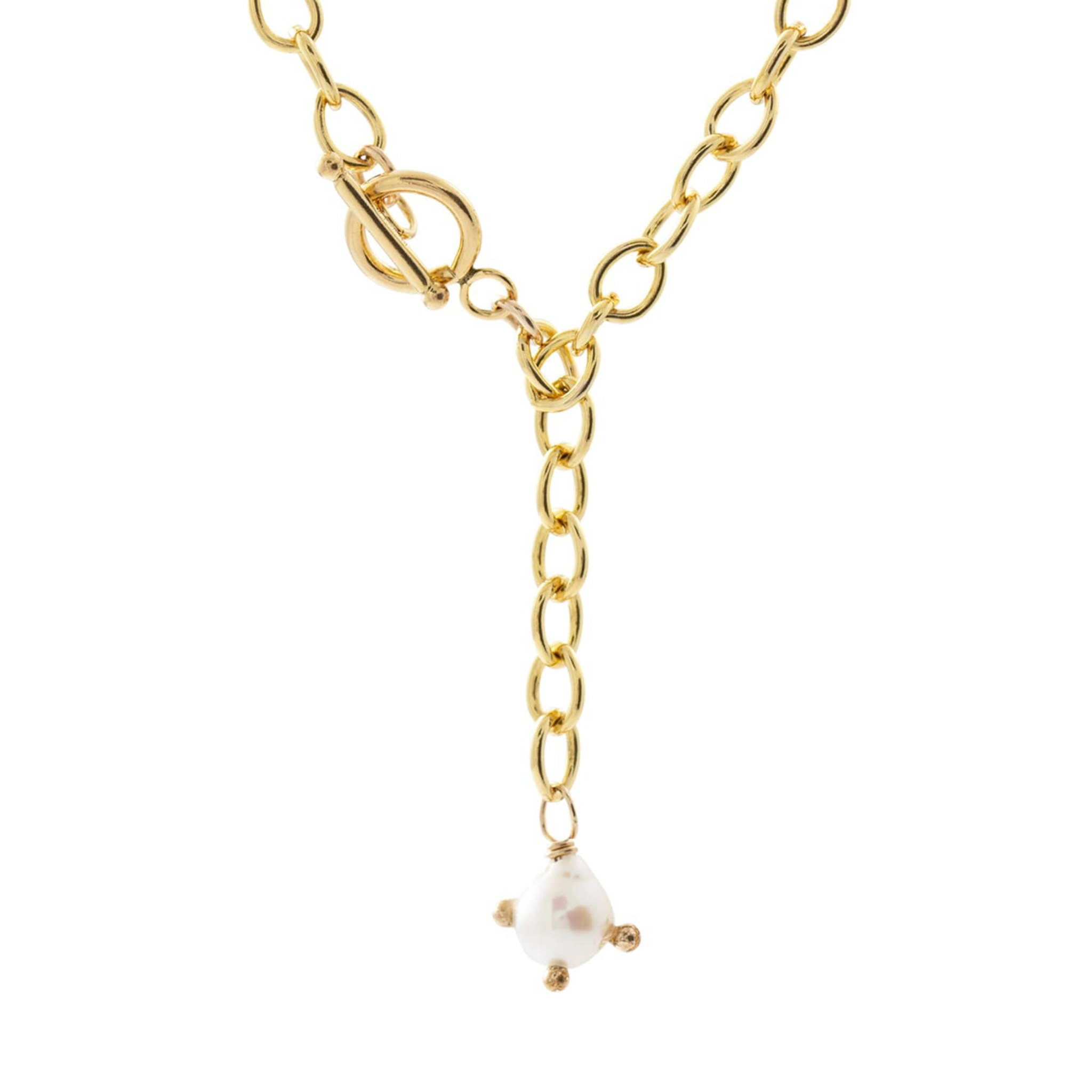 Celestial Pearl Lariat Necklace