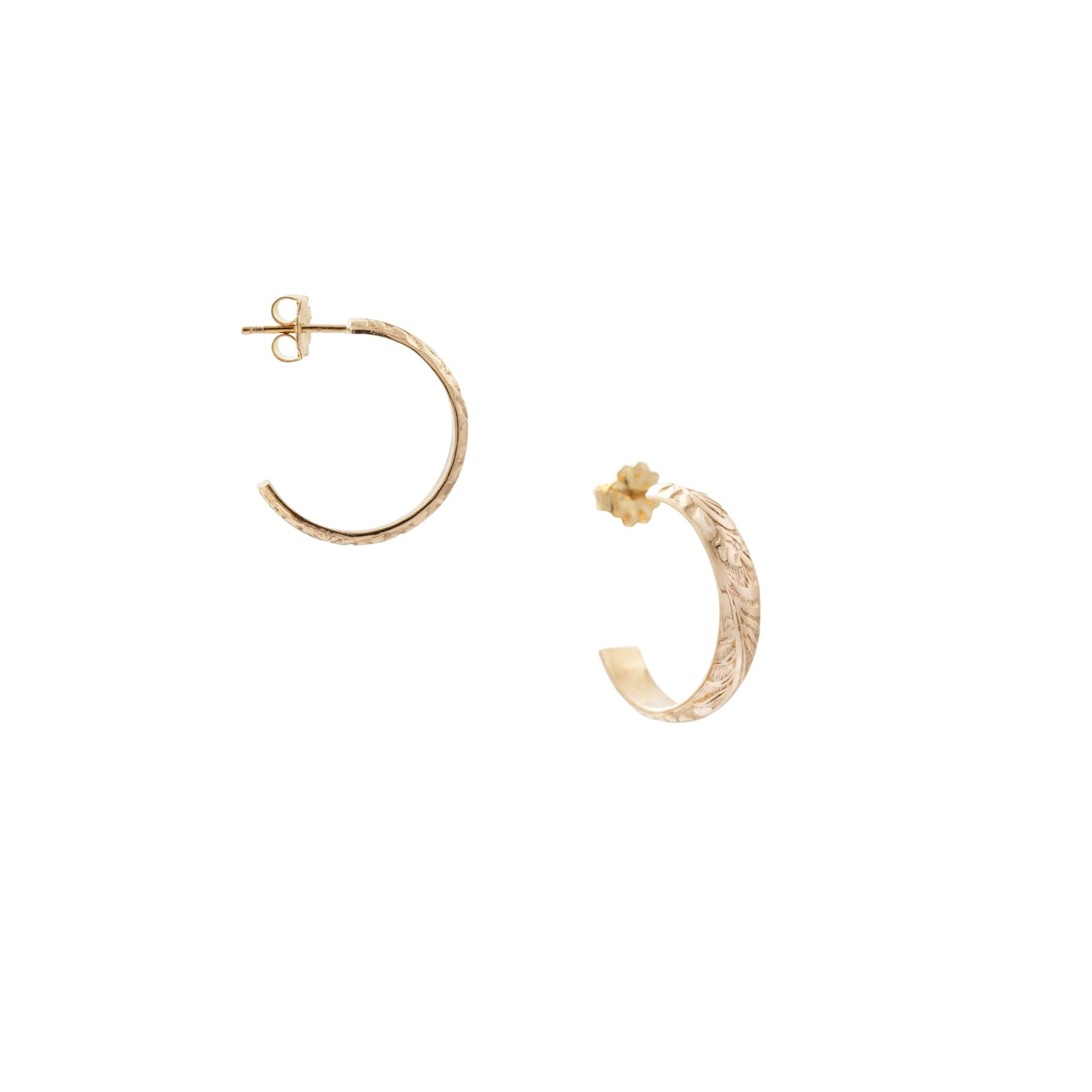 Floral Gold Small Hoops