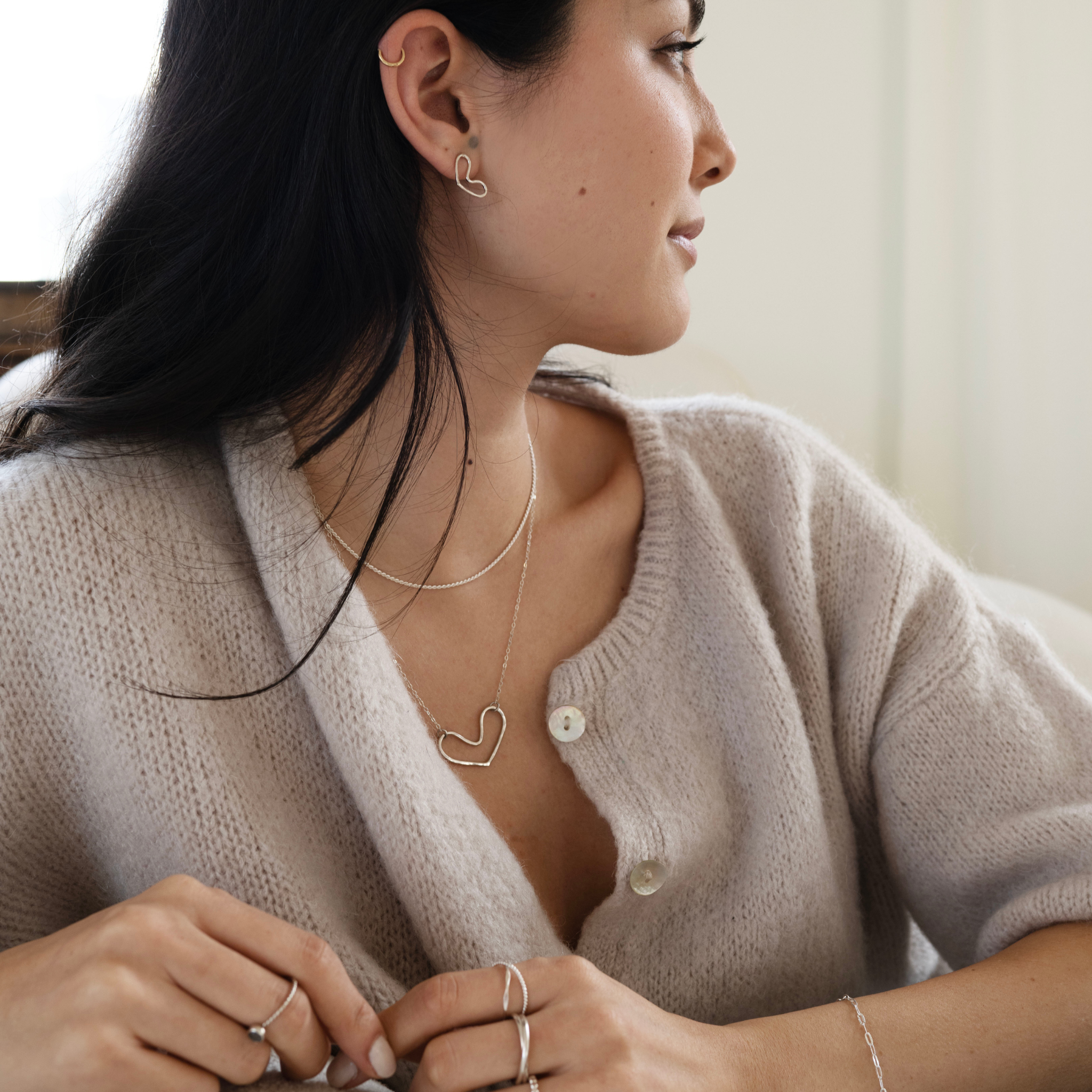 Silver Small Heart Studs