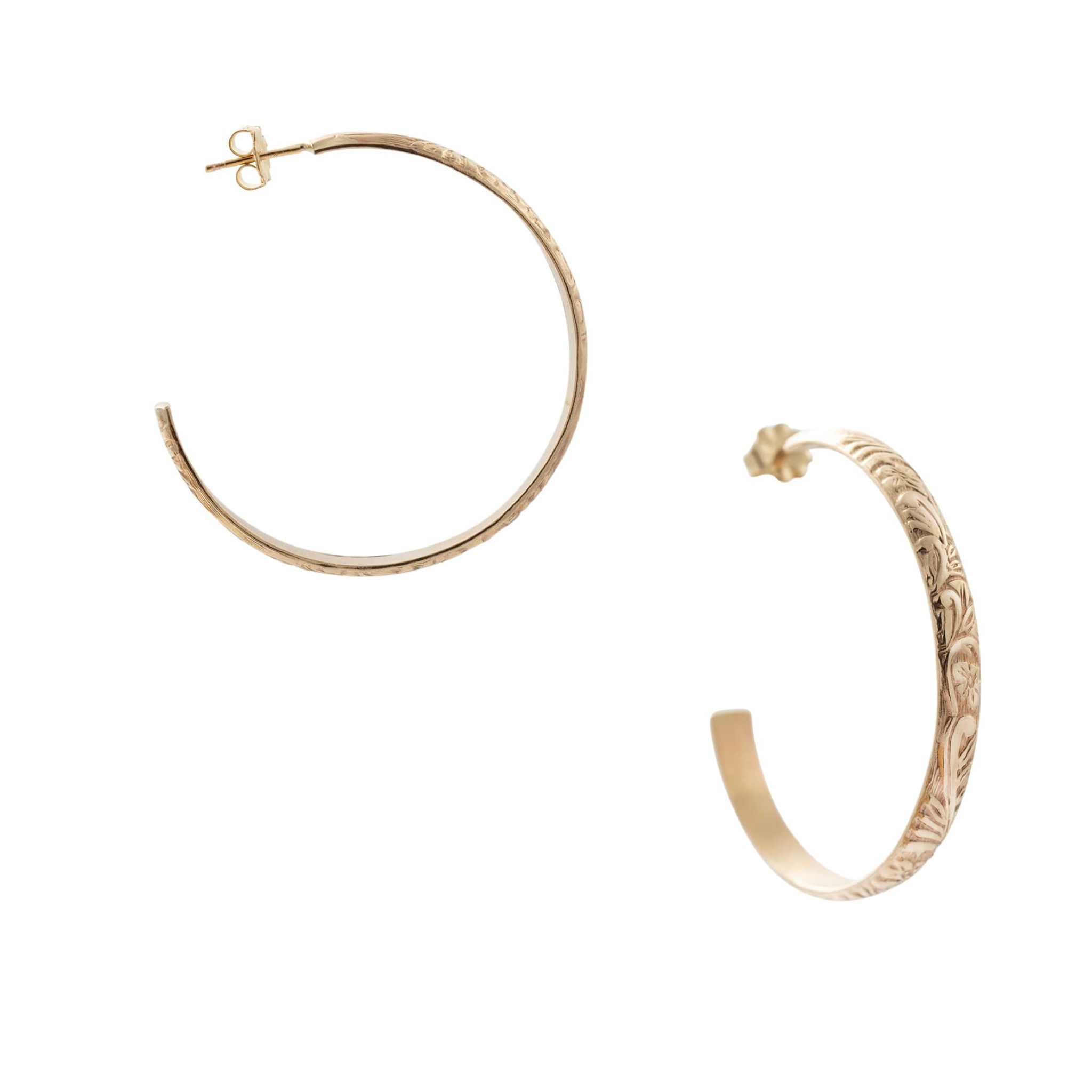 Floral Gold Large Hoops