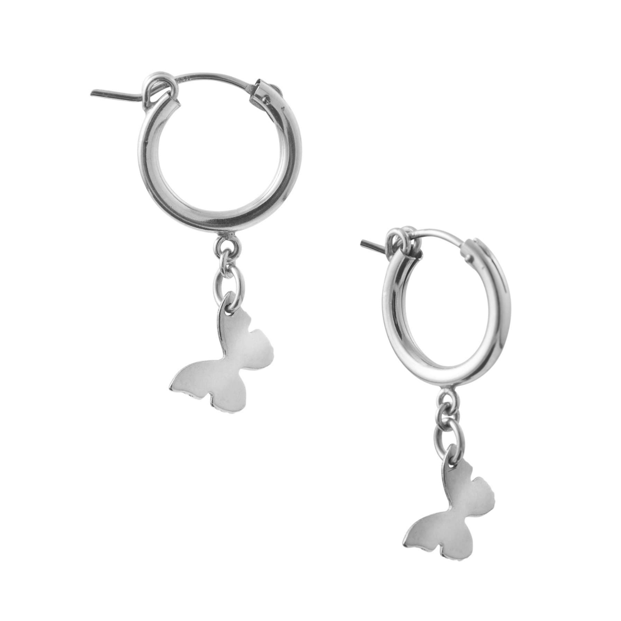 Metamorphosis Butterfly Silver Hoops