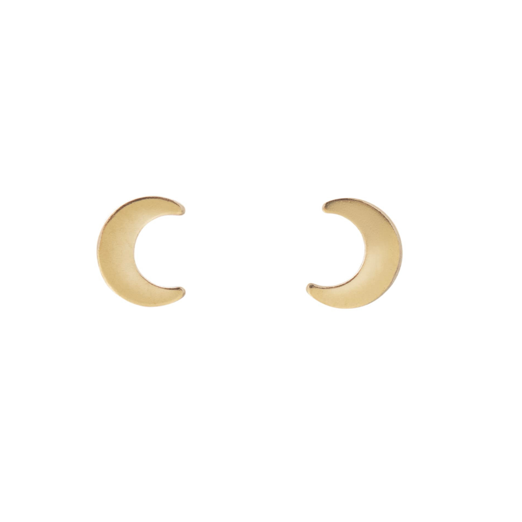 Gold Crescent Moon Studs