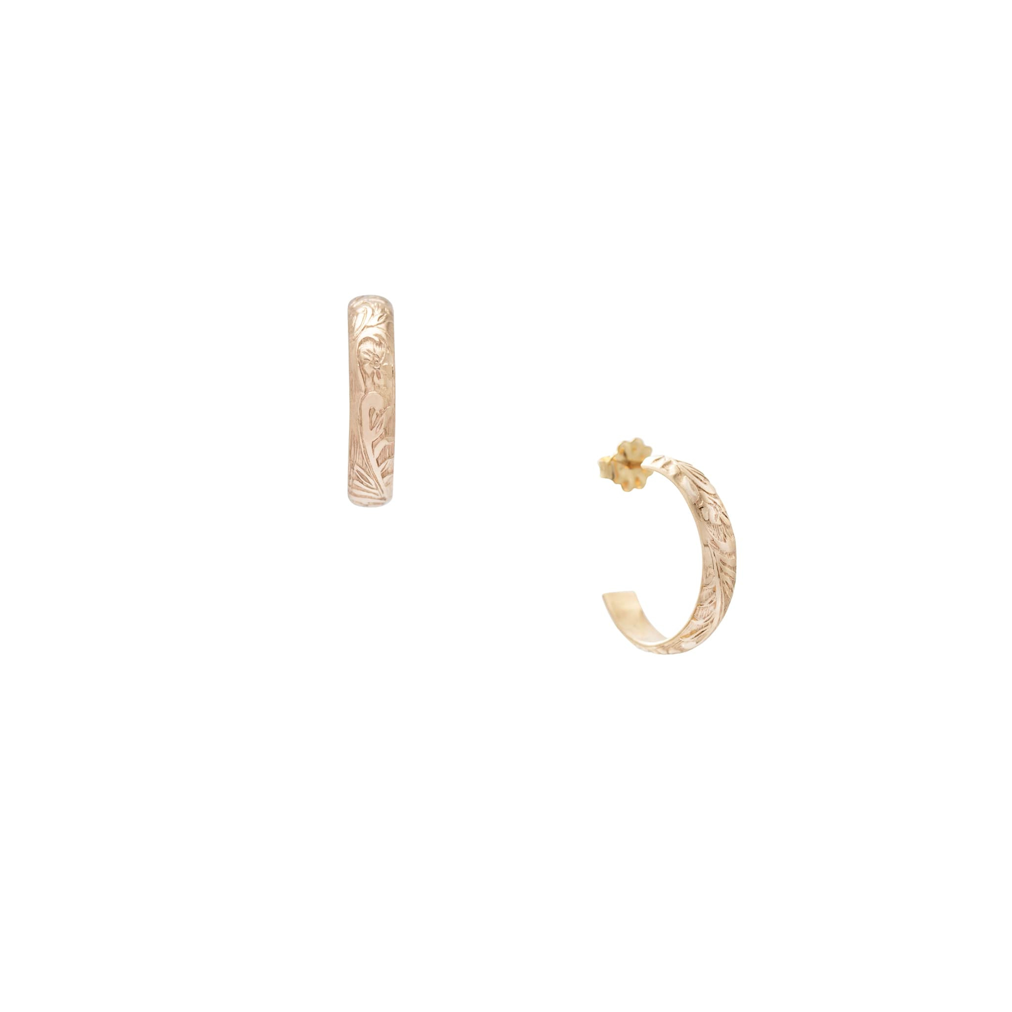 Floral Gold Small Hoops