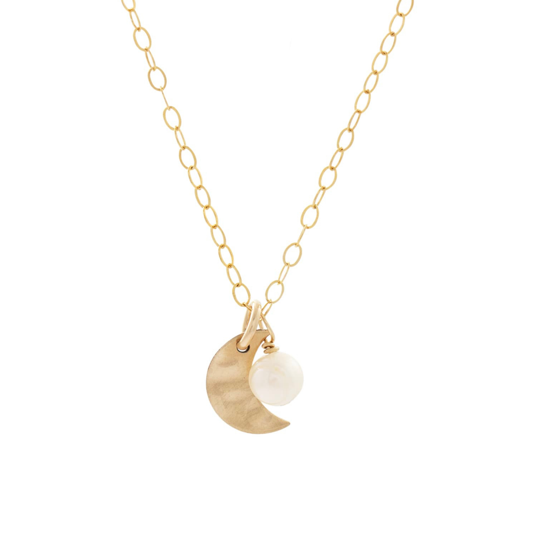 Dreamer Small Moon and Pearl Necklace